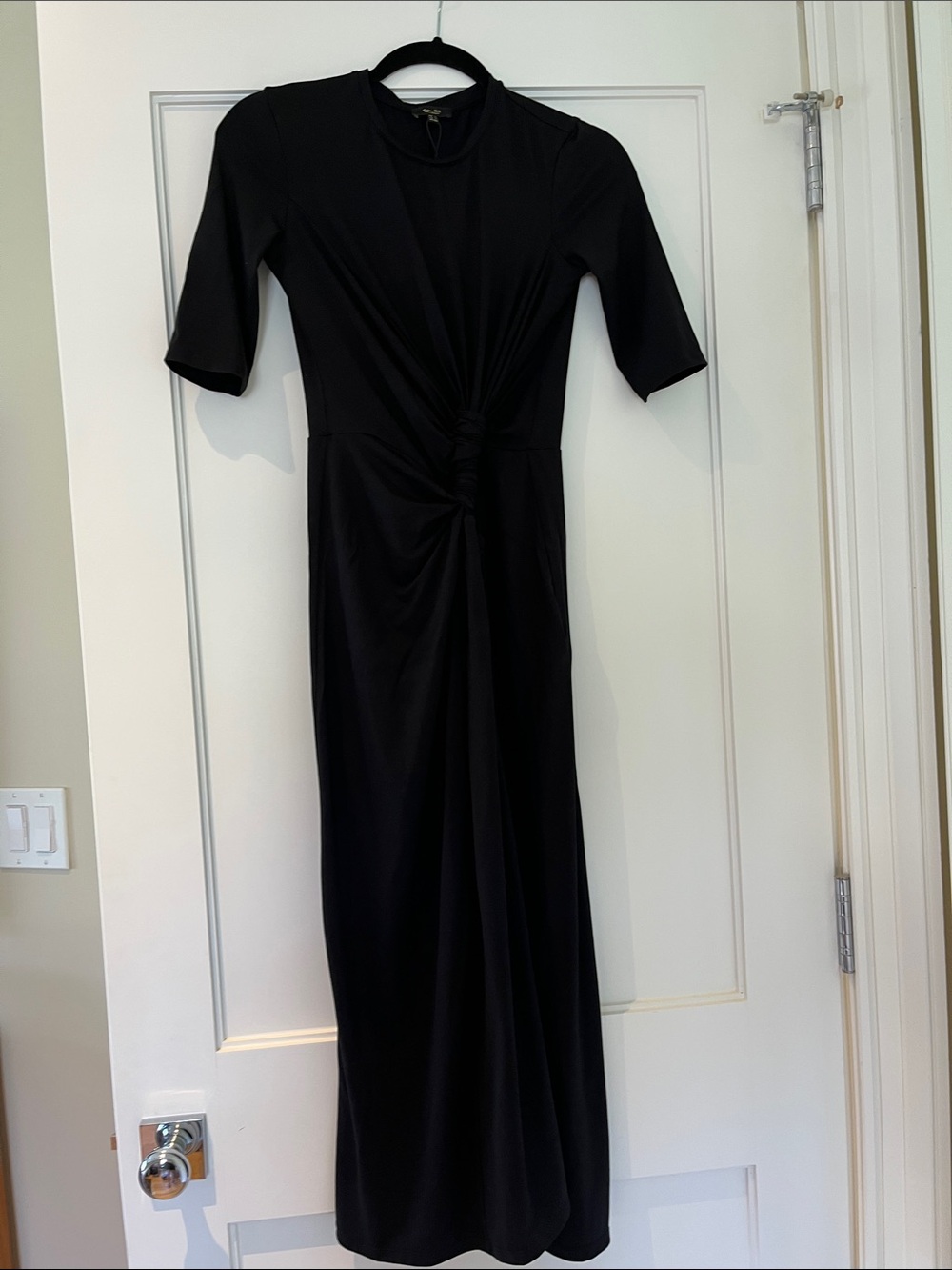 Massimo Dutti  Black Knot-Front Maxi Dress